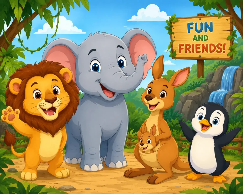 Fun animal riddles for kids with cartoon animals