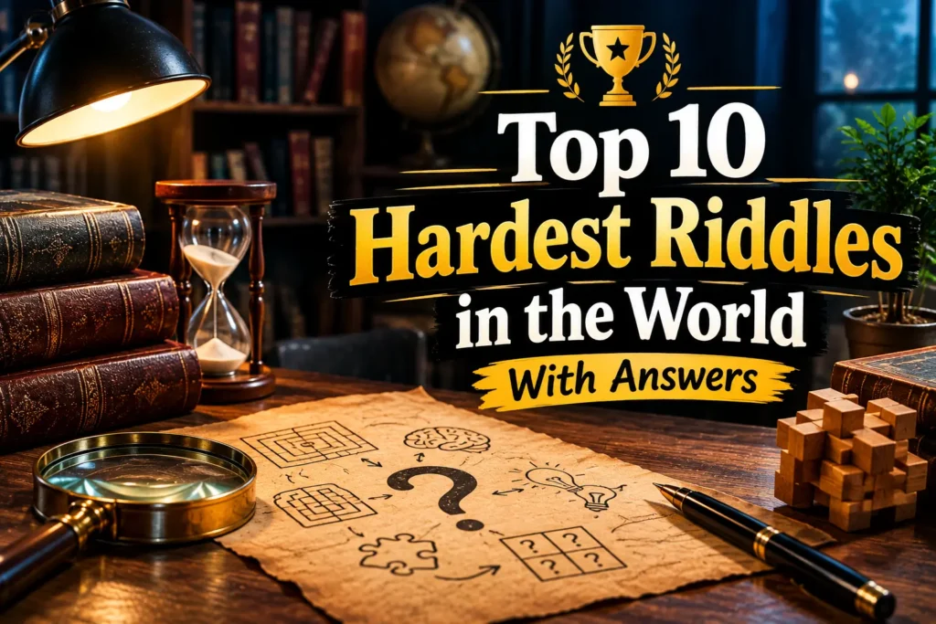 Top 10 hardest riddles in the world with answers on a challenging puzzle desk