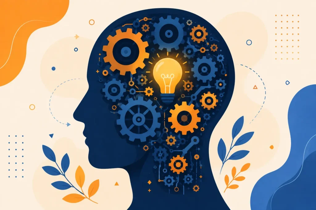 Hard brain teasers – gears and logic puzzle graphic