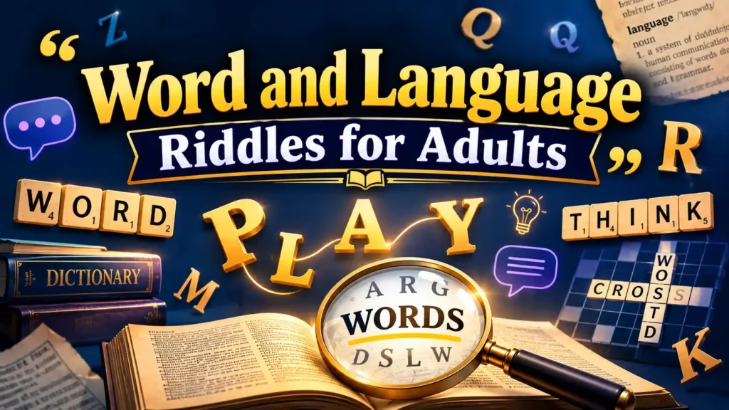 Word and Language Riddles for Adults – typography puzzle with letters, words, and language clues